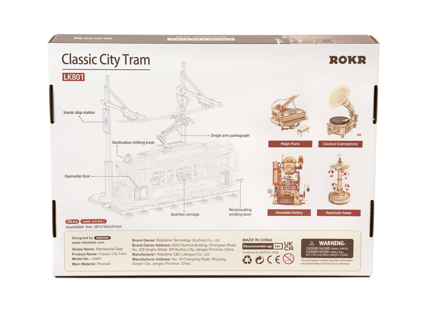 LK801 Classic City Tram ROKR 3D Wooden Puzzle