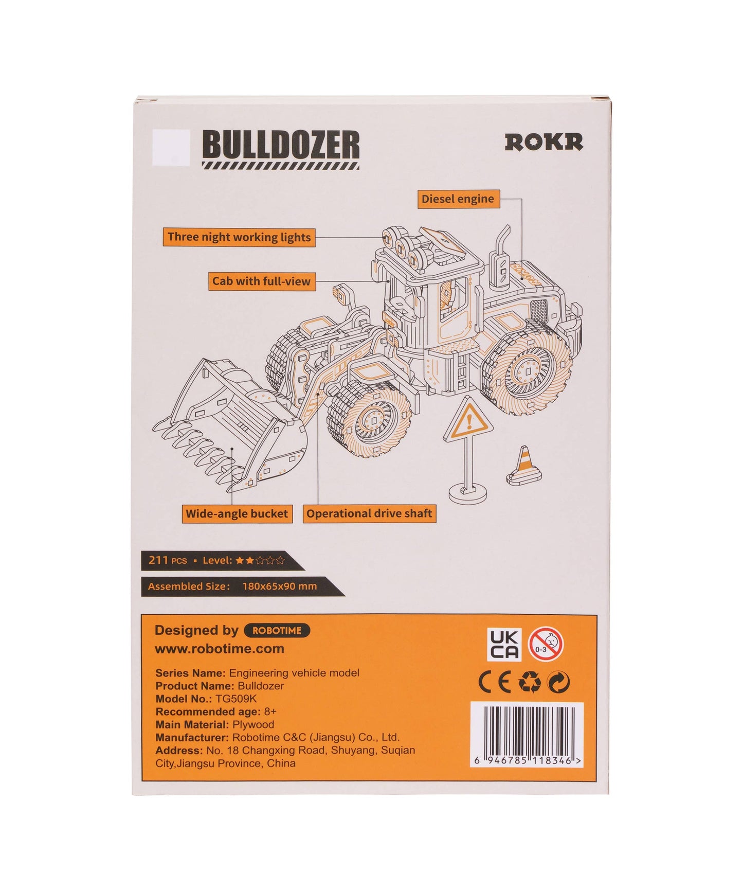 Rokr 3D Wooden Puzzle DIY Engineering Bulldozer TG509K