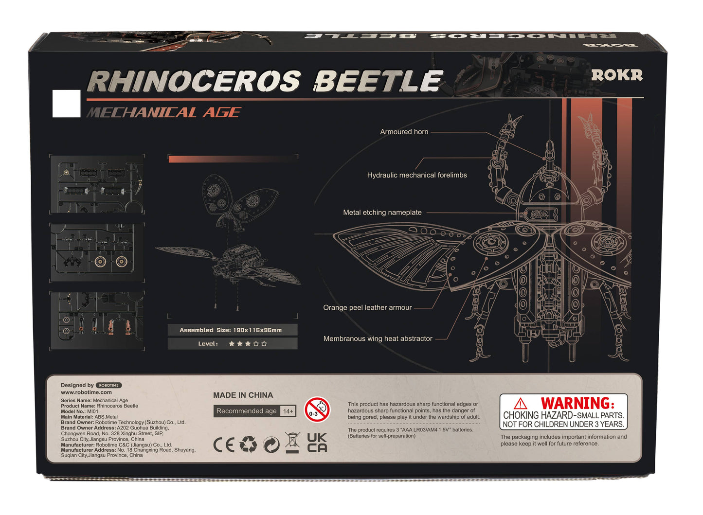 MI01 Rhinoceros Beetle ROKR Electric Insect Wooden Puzzles